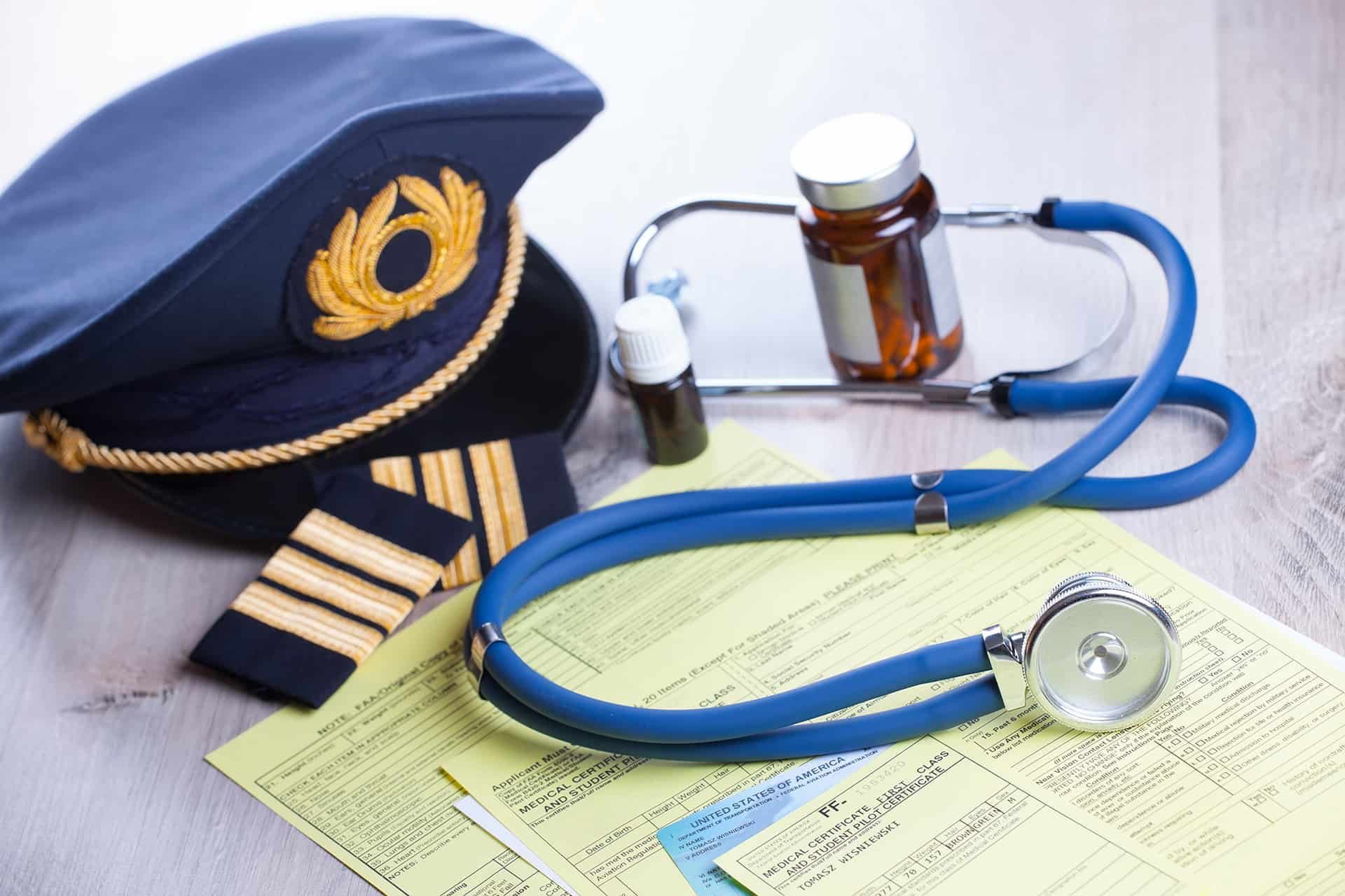 Airplane Pilot Equipment Hat with Doctor's Stethoscope โ Rural Medical Clinic In Manilla, NSW