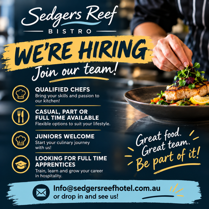 Sedgers Reef Hotel hiring poster