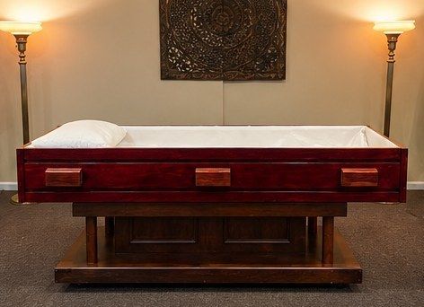 Sangillo Tulsi Pine casket in a dark finish
