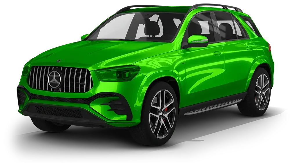 Bright green Mercedes-Benz SUV on a white background, front-left view