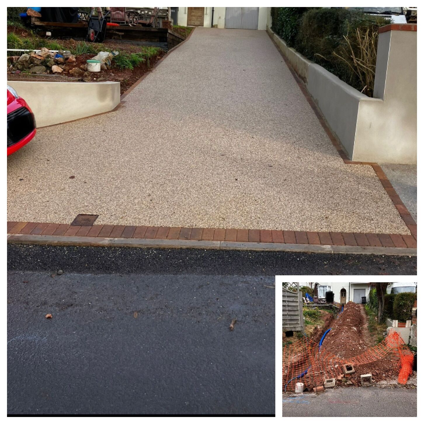 Natural colour resin transformation from area covered in soil and rubbish.