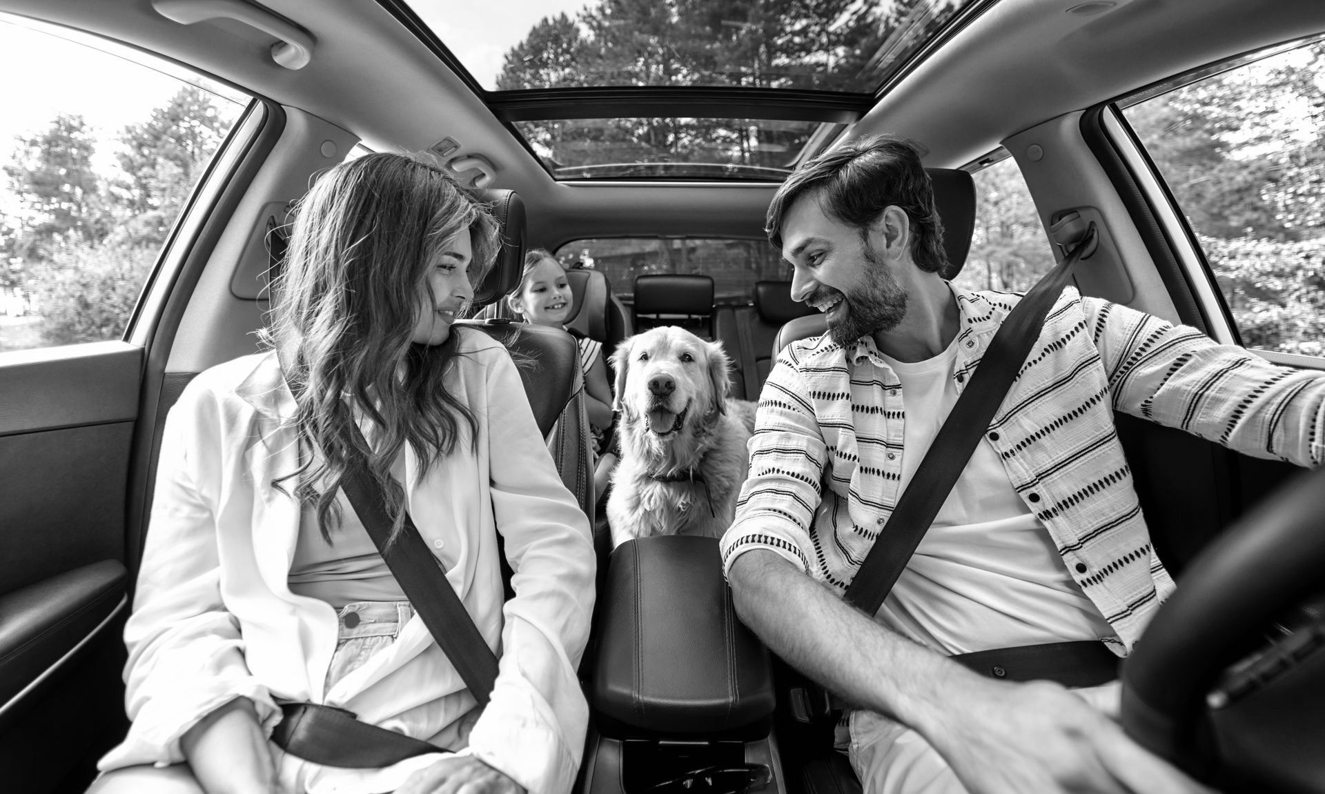 Family inside the car