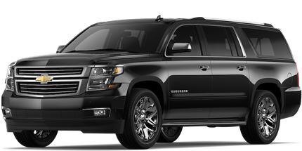 Black Chevrolet SUV on a white background, front three-quarter view