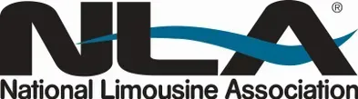 National Limousine Association NLA logo in black with blue swoosh on white background