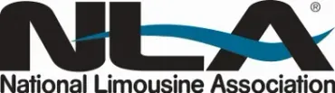 National Limousine Association NLA logo in black with blue swoosh on white background