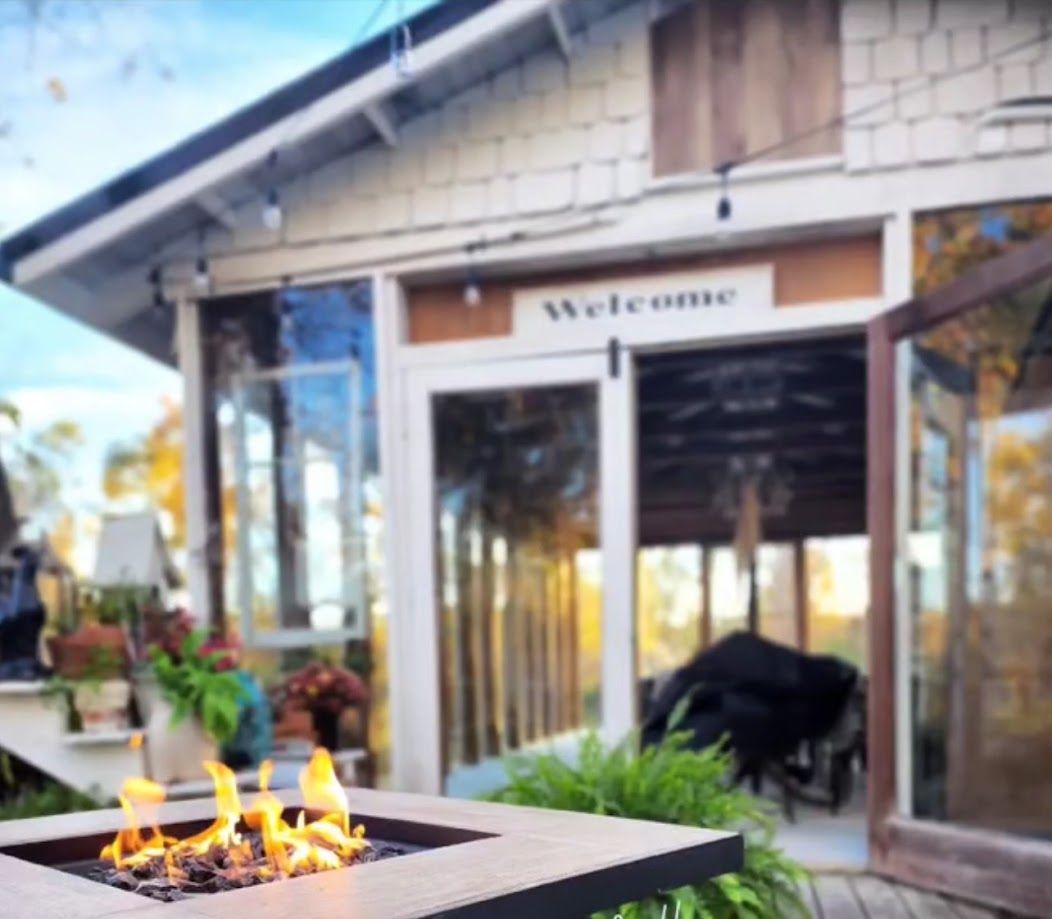 Cozy outdoor space with fire pit, 