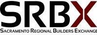 Logo for Sacramento Regional Builders Exchange: black letters SRBX, red X, text below.