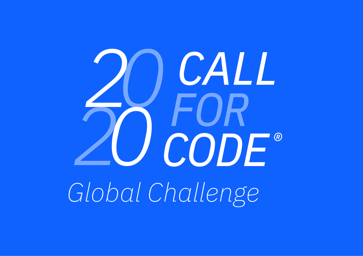 A blue square featuring the white text