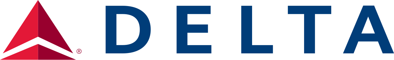 The Delta Air Lines logo, featuring a red triangle icon next to the blue word