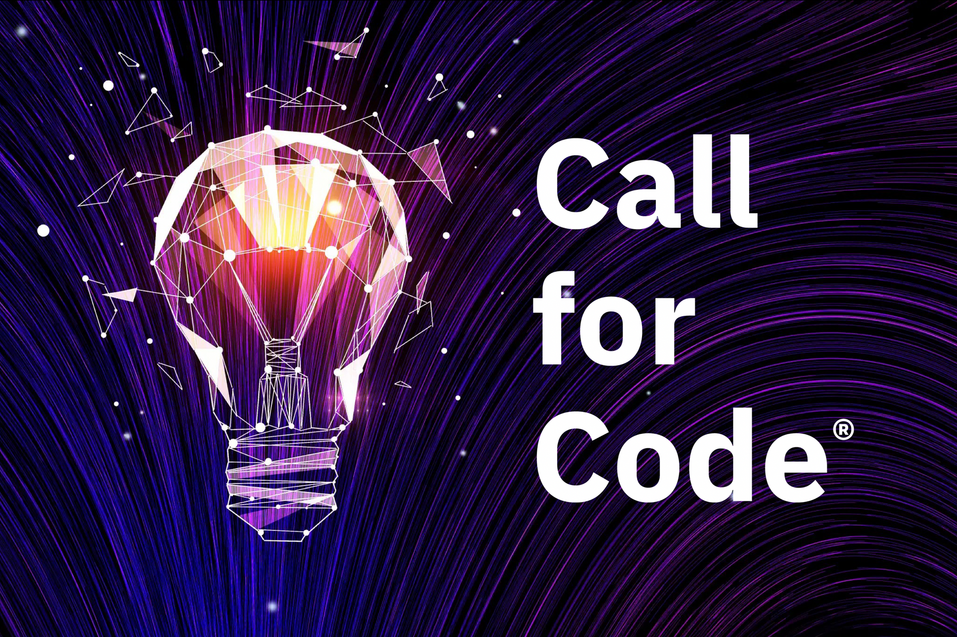 A low-poly, glowing lightbulb graphic against a dark, swirling purple background with the text
