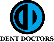 Dent Doctors logo with blue and black circular emblem and bold black text