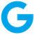 Blue stylized letter G logo on a white background