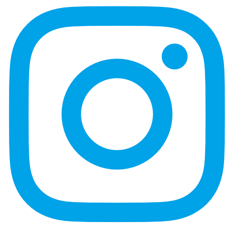 Instagram logo in blue and white with a rounded square camera icon