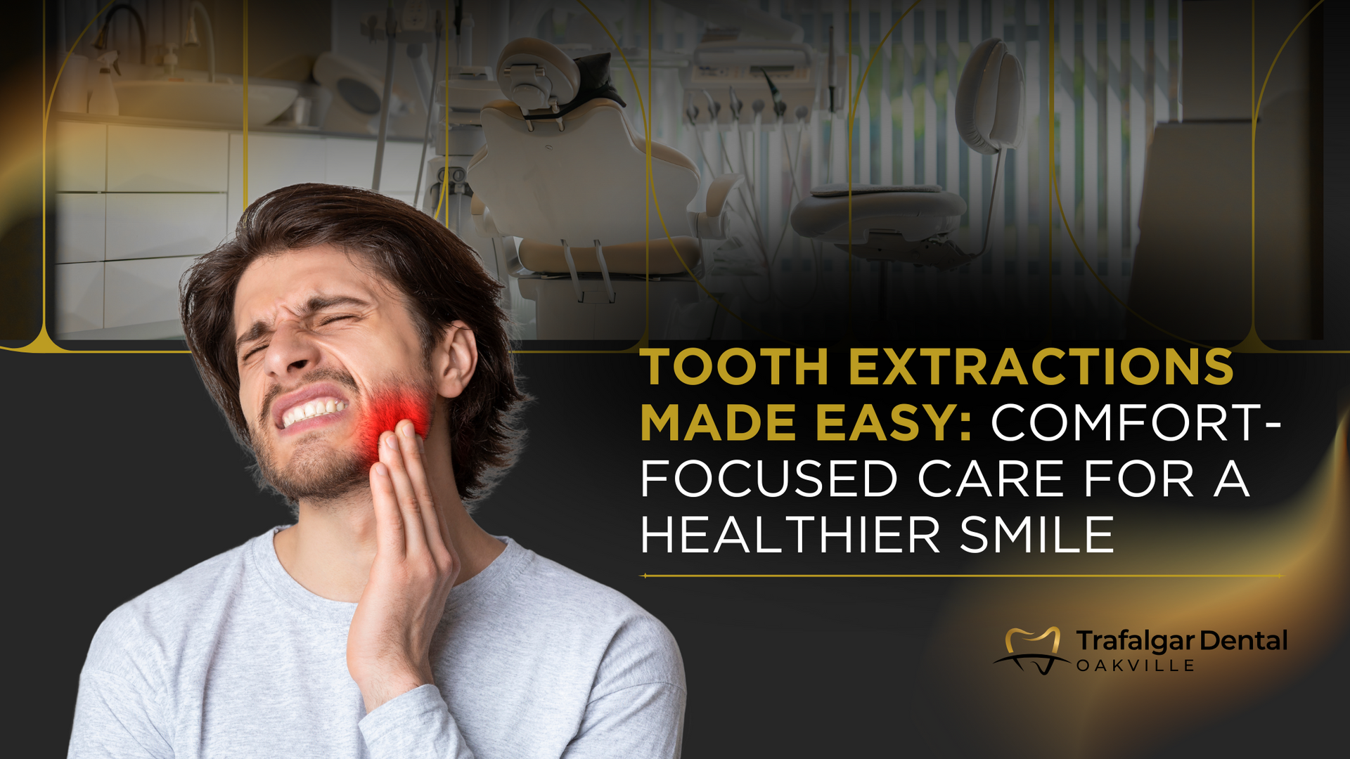 A man is holding his mouth in pain because of a tooth extraction.