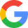The google logo is a rainbow colored circle with a blue g in the middle.