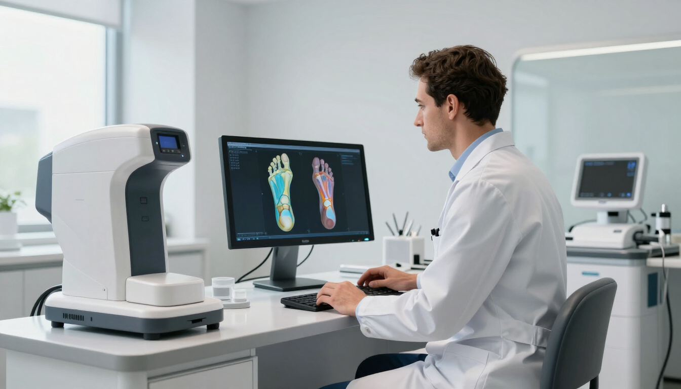 Podiatrist analyzing foot scan