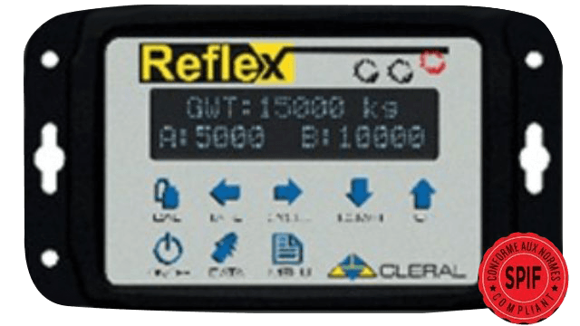 A reflex device displays a weight of 15000 kg