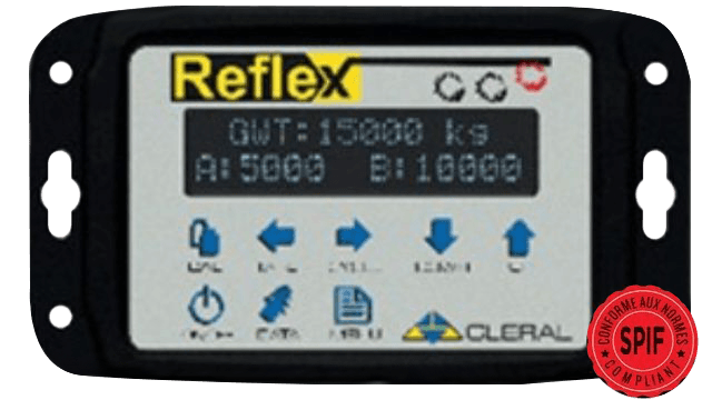 A reflex device displays a weight of 15000 kg