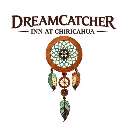Dreamcatcher Inn at Chiricahua logo with a brown and green dreamcatcher