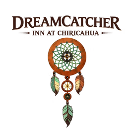 Dreamcatcher Inn at Chiricahua logo with a brown and green dreamcatcher illustration