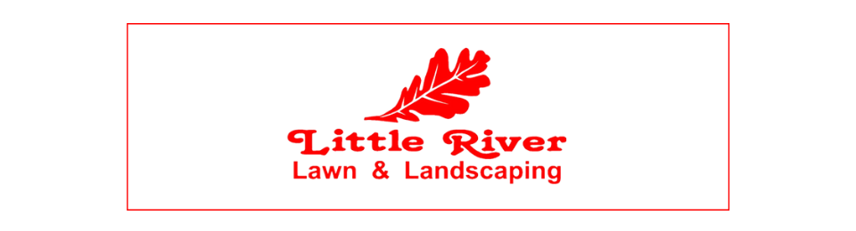 Little River Lawn & Landscaping logo with red leaf and text on white background