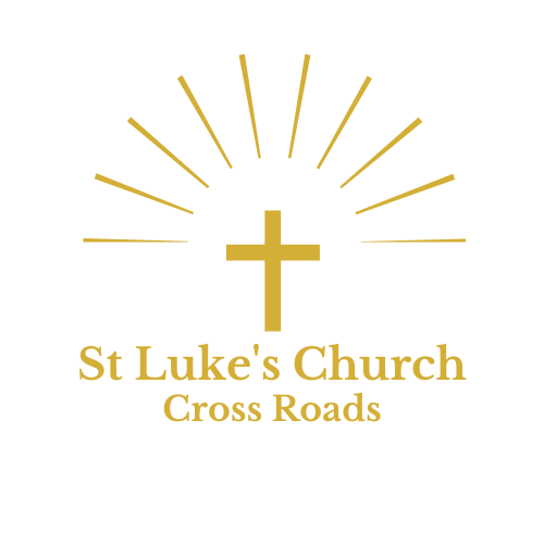 The logo for st luke 's church cross roads is a green cross with rays coming out of it.