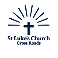 The logo for st luke 's church cross roads is a green cross with rays coming out of it.