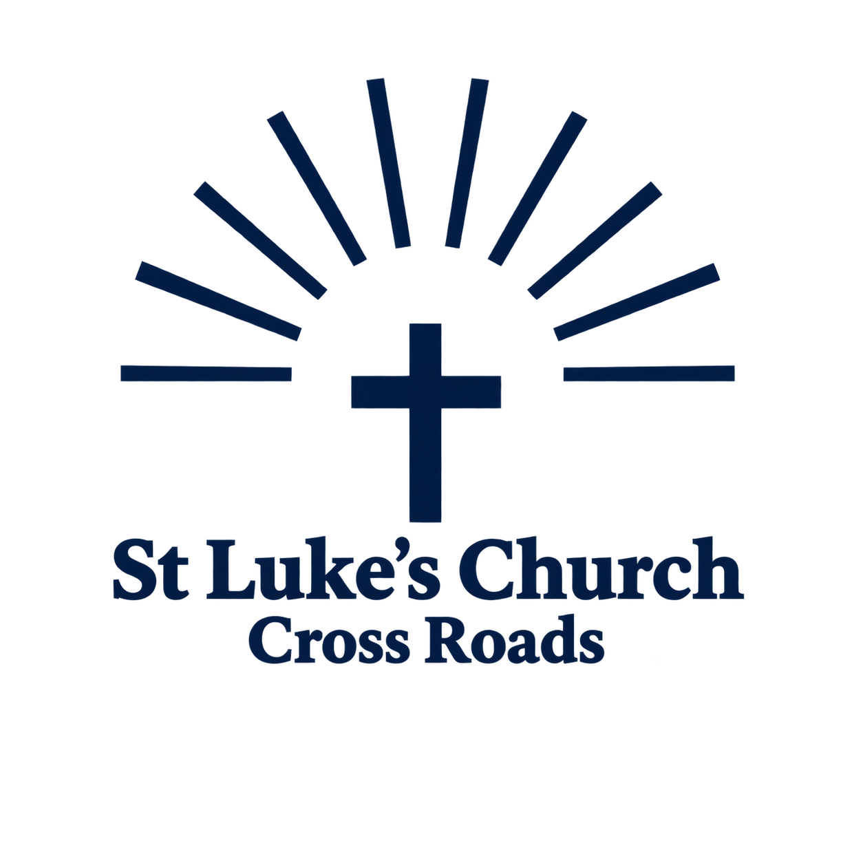The logo for st luke 's church cross roads is a green cross with rays coming out of it.