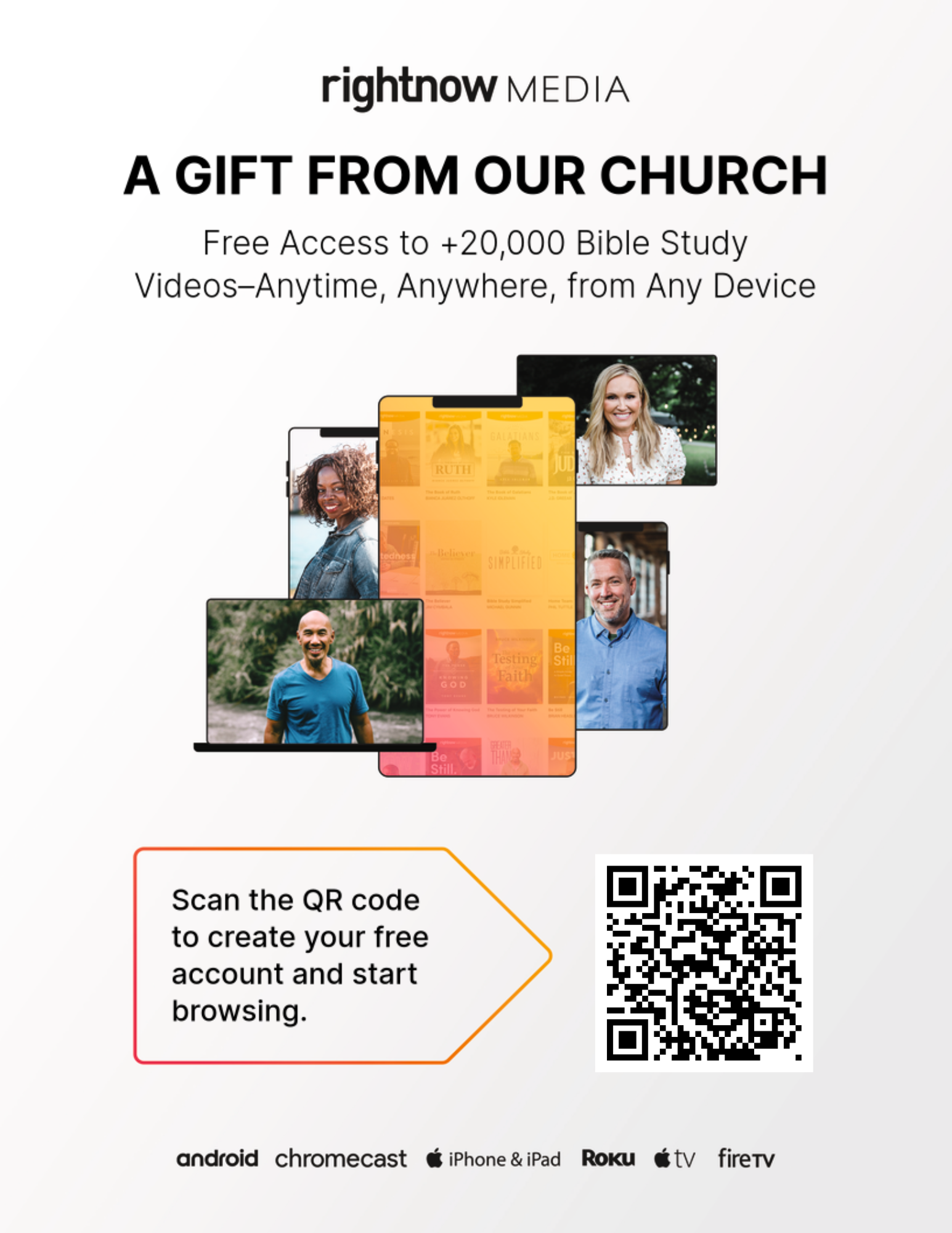 A gift from our church free access to 20,000 bible study videos anytime , anywhere , from any device.