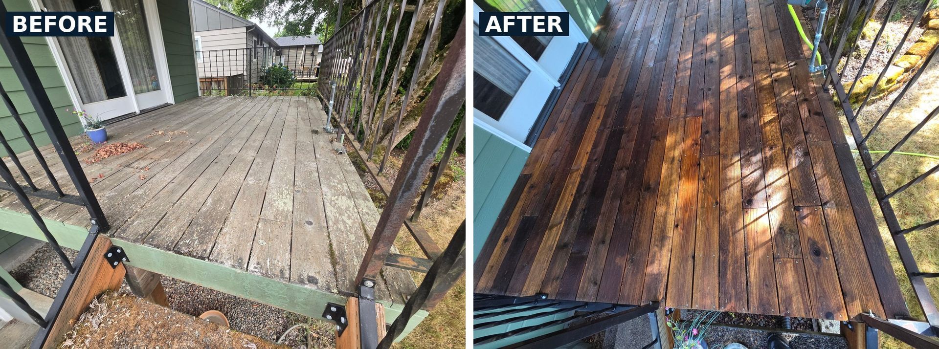 Deck restoration in Oregon City, before and after