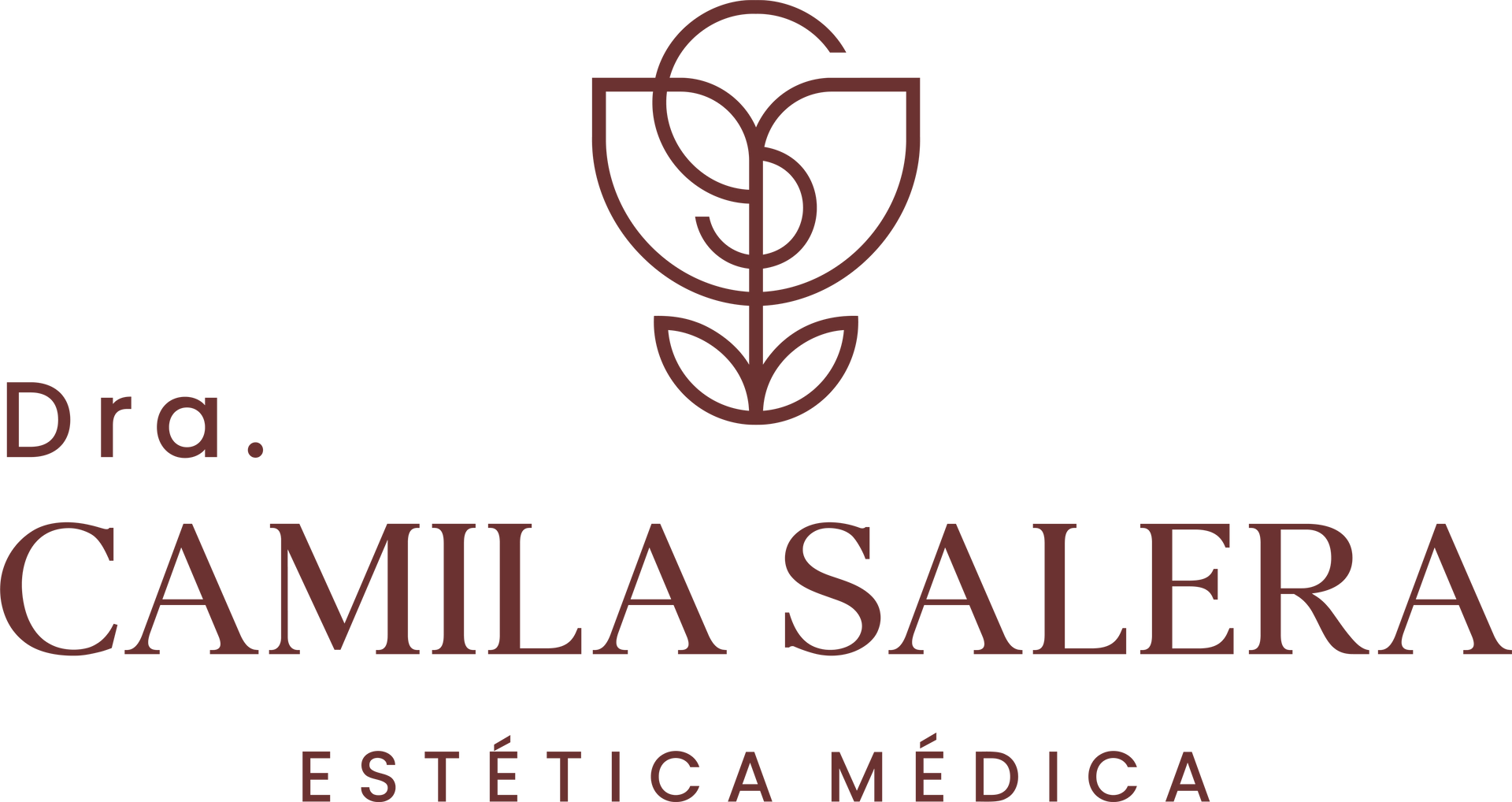 O logotipo da Dra. Camila Salera Estetica Medica tem uma flor.