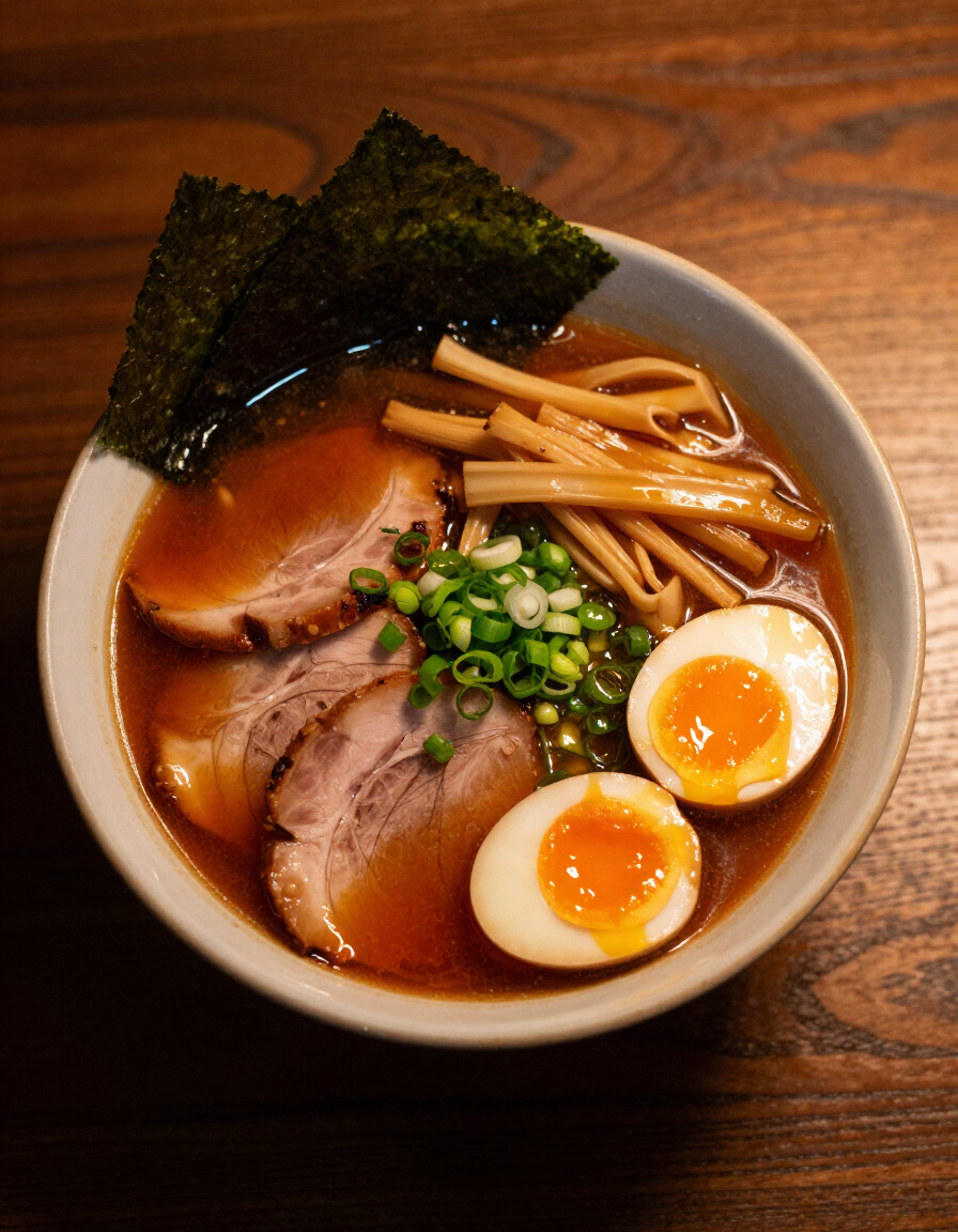 Signature Tochi Ramen bowl with chashu pork and marinated egg