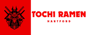 Tochi Ramen Hartford logo with red samurai emblem and bold red text on white background