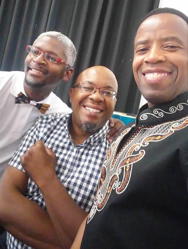Andrew with Sbu Mauze and Mokgheti Tshabalala (in the middle). Andrew with Sbu Mauze and Mokgheti Tshabalala (in the middle).