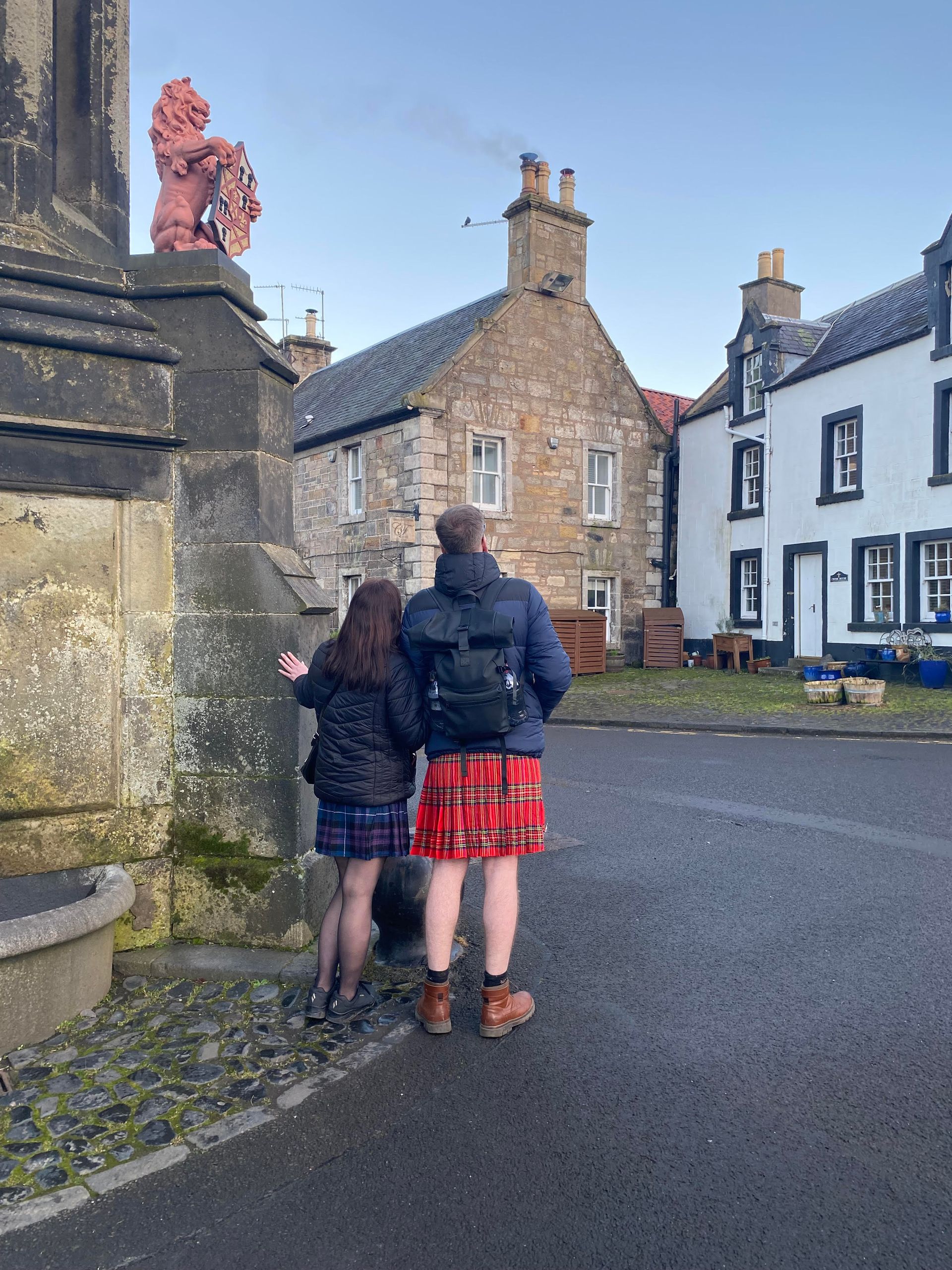 Our guests pretending to be ghost Jamie in Falkland aka Inverness