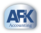 AFK Accounting logo in blue and gray with rounded square background