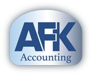 AFK Accounting logo in blue and gray with rounded square background