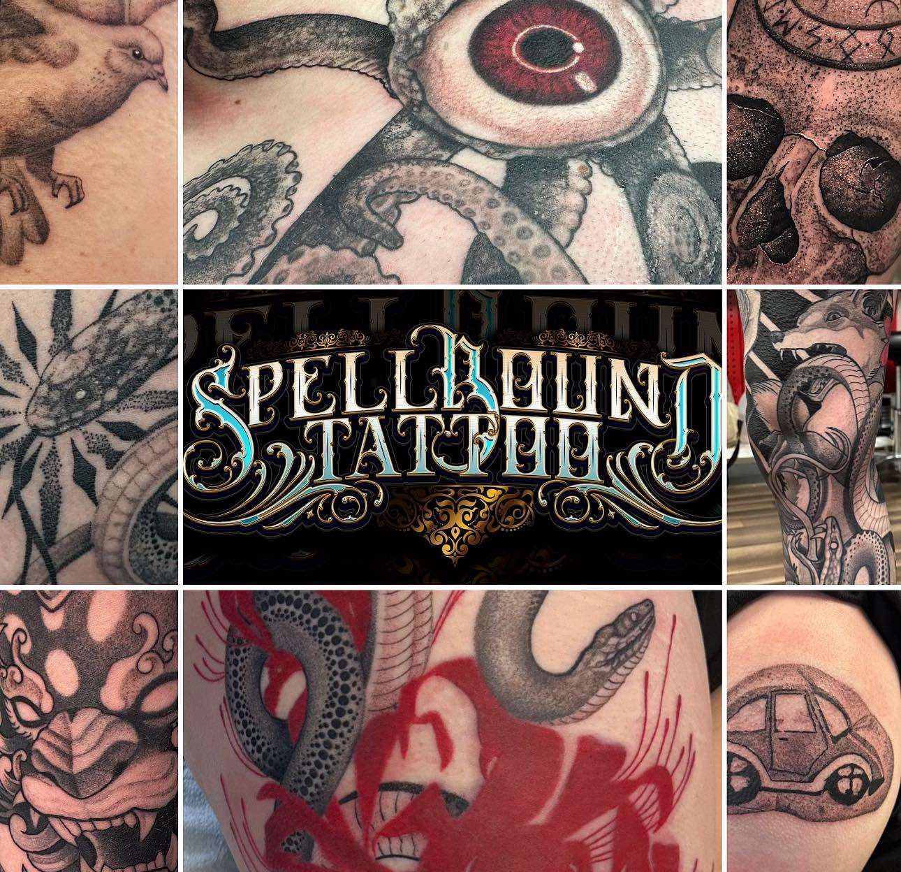 Collage of tattoos around the 