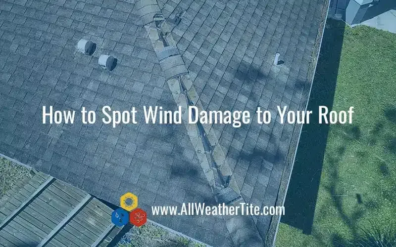 Aerial view of a roof with text