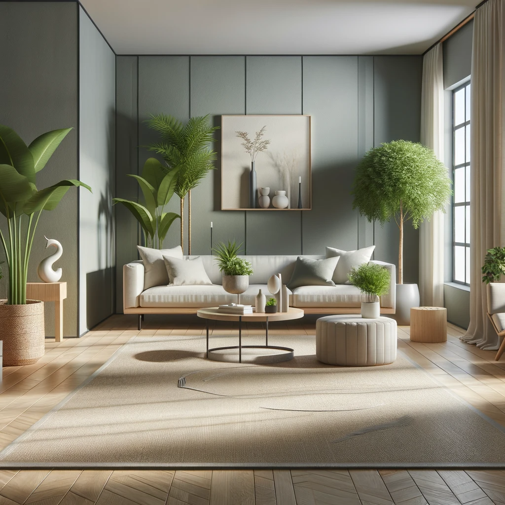 a living room with a couch and a coffee table
