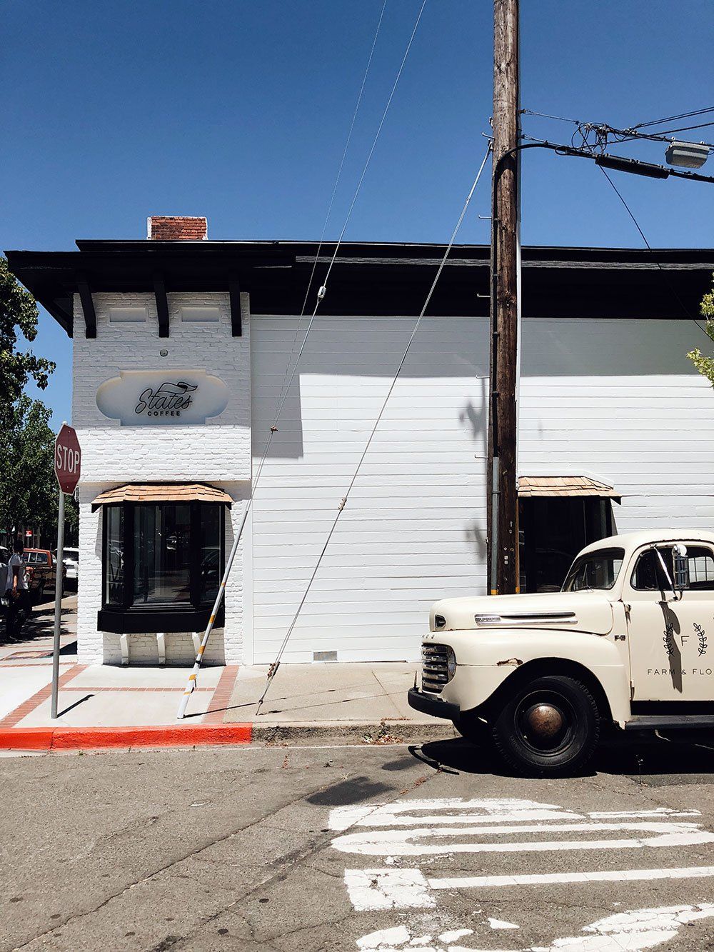 Side outside view of Farm & Flower building in Benicia