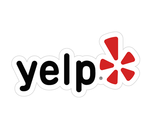 a yelp logo with a red star in the middle