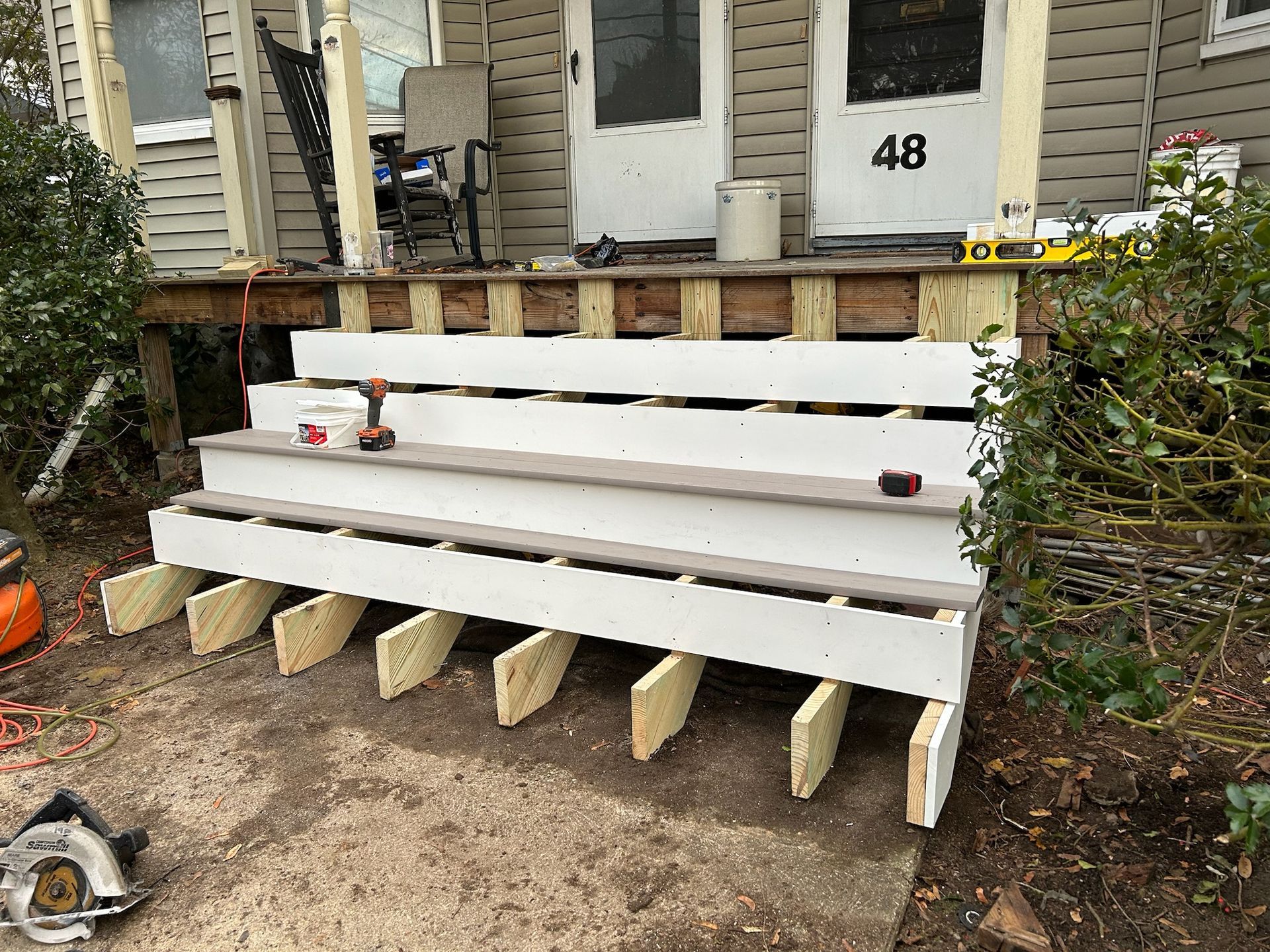 Custom front porch steps general contractor in grafton massachusetts