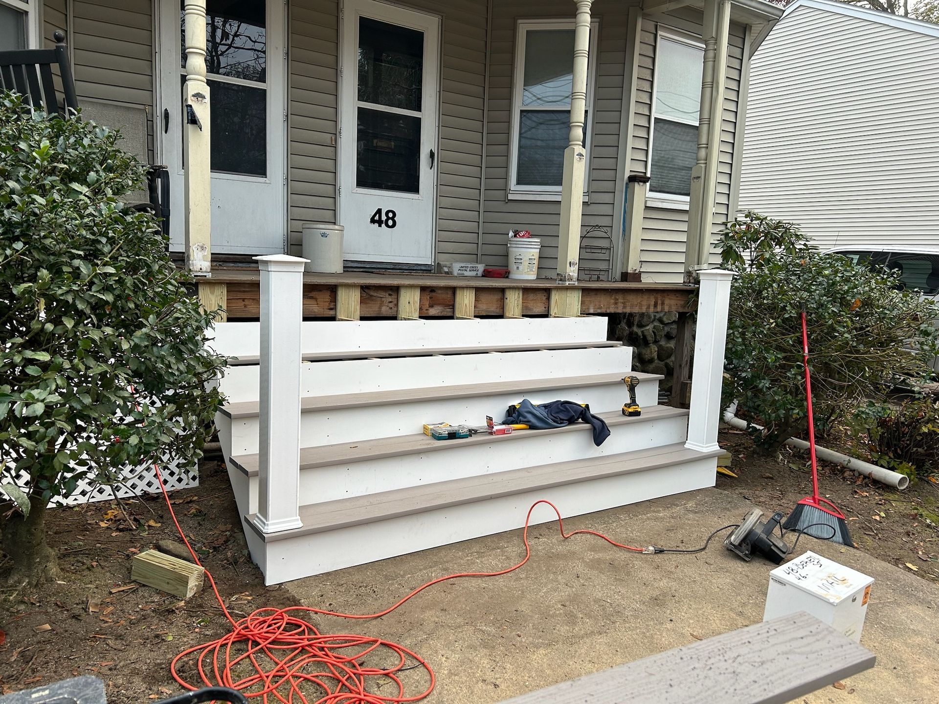 Custom front porch steps general contractor in sudbury massachusetts