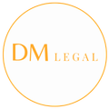 DM Legal logo in orange, with stylized text inside a thin orange circle.