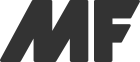 A black mf logo on a white background.