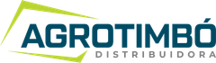 O logotipo da agrotimbo distribuidora é azul e verde.