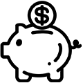 image of black and white piggy bank
