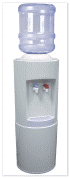 Bottled Water Cooler — Muncie, IN — Oxley Softwater Co. Water cooler with a large blue water jug on top. It has a white body with two spouts.