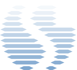 Abstract blue striped geometric logo resembling a stylized hand or heart on a white background